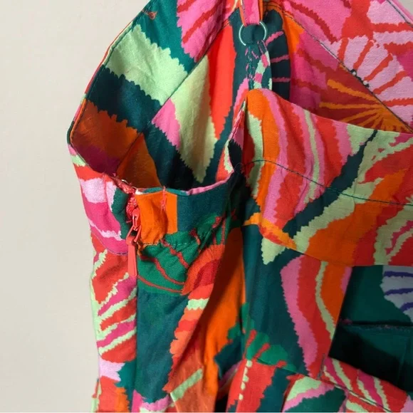 Farm Rio Pleated Palm Midi Dress Tropical - Picture 13 of 16